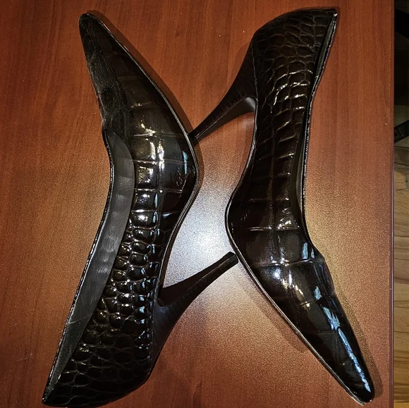 J.Vincent brown croc embossed heels - Picture 2 of 4